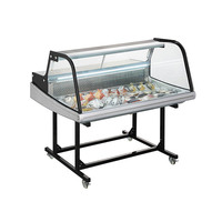 Vitrine Réfrigérée pour Buffet Alimentaire 255L Verre Courbé 2-12°C Dégivrage Automatique Comptoir de Présentation
