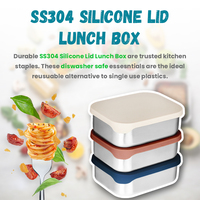 Nouvel arrivage de boîte à lunch en silicone sans Bpa avec couvercle pour lave-vaisselle en acier inoxydable pour enfants boîte à lunch écologique pour enfants et adultes