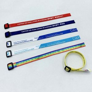 Bracelets promotionnels personnalisés en polyester tissé RPET à prix abordable, ajustables, idéaux pour événements et festivals - Product Image 6