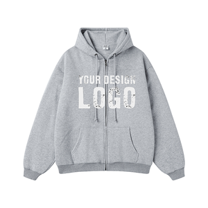 Autumn Winter Heavyweight Plus Fleece Zip <b>Cardigan</b> Mens Hoodies Wholesale OEM Drawstring Loose Zipper Men's Hoodies - Product Image 1