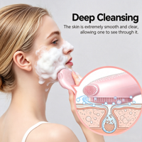 Nettoyant visage en silicone et masseur facial 2-en-1 chauffant à compresse chaude, étanche IPX7, nettoyeur de pores pour usage domestique, format voyage