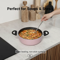 Marmite à soupe à double oreilles de restaurant personnalisée en usine Casserole à base chauffante en aluminium de qualité supérieure avec couvercle