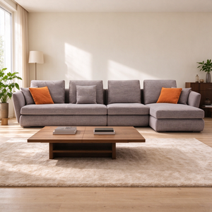 Sofá Seccional de Tela con Base de Plinto, Chaise Longue Otomana, 2, 3, 4 Plazas, Cojín Trasero Suelto, Reposabrazos, Moderno, para Sala de Estar, Hotel, Entrada - Product Image 2