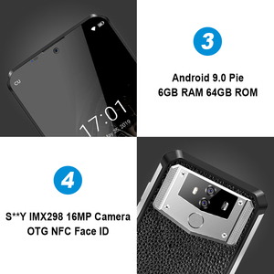 OUKITEL K12 de agua 6,3 "FHD + Android 9,0*1080*2340 16MP Smartphone 6GB 64GB cara ID 10000mAh 5V/6A OTG <span class=keywords><strong>NFC</strong></span> teléfono móvil - Product Image 3