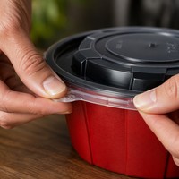Bol en plastique rond de 800 ml, résistant aux micro-ondes, sans BPA, recyclable, de qualité alimentaire, anti-fuite, avec couvercle, boîte à emporter robuste rouge et noire