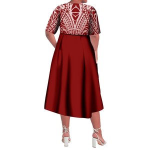 High Quality Customized Red Polynesian Tribal <strong>Dresses</strong> Women Laty Elegant Lace-Up v Neck <strong>Dress</strong> <strong>Plus</strong> <strong>Size</strong> Womenclothing Vestidos - Product Image 2