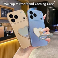 Coques de téléphone portable en TPU de haute qualité avec support miroir cœur pour iPhone 18 17 Pro Max 16 15 14 Plus 13 12 11 Pro Max
