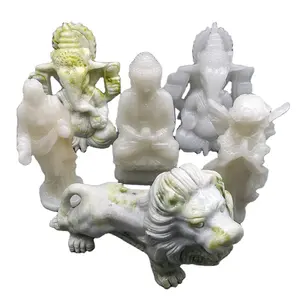 Unique big carving angel crystal white marble natural crystal lion animal carving crystal buddha carving for decoration