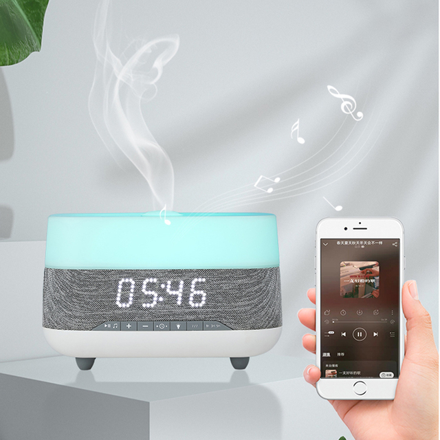 Home Decorative Display Time Ultrasonic Smart Aroma Diffuser With Bt Speaker Wireless Mode