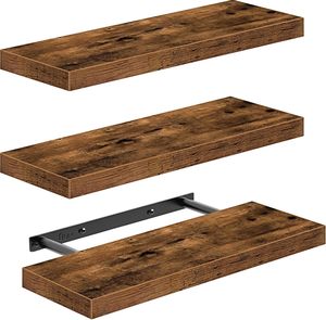 Estantes Flotantes de Pared, Juego de 3 Estantes de Madera Maciza con Soportes Invisibles, Estantería Colgante, Decoración Resistente - Product Image 2