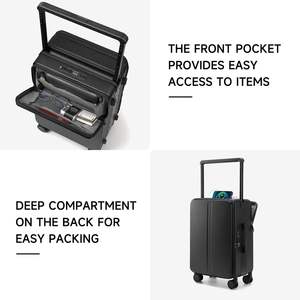 GEMULIN Valise <span class=keywords><strong>PC</strong></span> à roulettes large avec chargement USB Valise rigide ouverte à l'avant avec roue tournante - Product Image 3