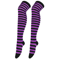 Bas tendance à la vente chaude, couleur bonbon, bas mignons et colorés à rayures, bas longs à rayures pour femmes et filles, tricotés