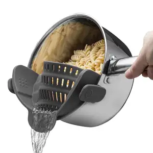 Mutfak sıcak satış tüm tencere ve kaseler uyar bulaşık makinesi güvenli kevgir ayarlanabilir gıda sınıfı silikon klip süzgeçler