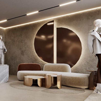 Décoration murale intérieure moderne Wabi Sabi, panneau mural en métal demi-rond pour boutique de vêtements, fond de mur pour magasin de détail