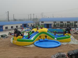 Parque Acuático Móvil Combinado, Parques Acuáticos <span class=keywords><strong>de</strong></span> la Selva, Tobogán Acuático Inflable con Piscina Redonda para Alquiler Comercial al Aire Libre - Product Image 3