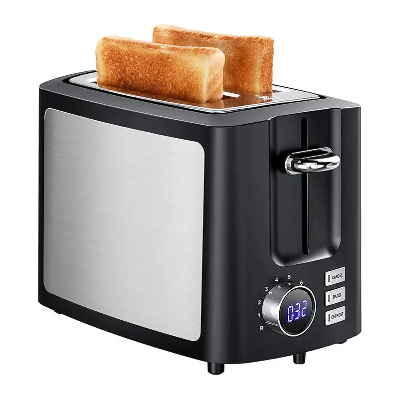 Factory Wholesale 2 Slice Stainless Steel Digital LED Display Toasters Smart Toaster Digital Toaster