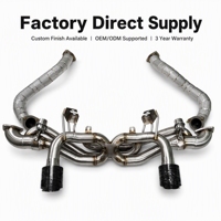 Kit d'échappement turbo-arrière SS304 avec bouclier thermique, downpipe, silencieux à clapets et embouts en carbone pour Porsche 718 Spyder RS GT4 RS 4.0L 2024-2026