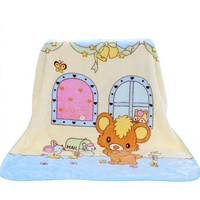 Selimut Anak Aodu Bermotif Cetak, Bahan Fleece Lembut, Karakter Beruang Teddy, Pinggiran Bergelombang, Alas Bermain Bayi, Grosir Pabrik