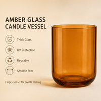 Wadah Lilin Kaca Amber dengan Desain Dinding Lurus untuk Pembuatan Lilin Kemasan Butik Natal Kaca Tebal yang Dapat Digunakan Kembali