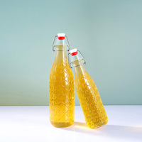Bouteille en verre Roll-On 1000 ml, conteneur rond vide pour la fermentation du kombucha et le stockage d'extraits de plantes