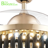 Producto popular, estilo lujoso de lujo para el hogar, hoja retráctil de 42 pulgadas, ventiladores de techo de araña de cristal de 220 voltios