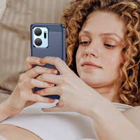 Étui de protection robuste antichoc en TPU mat brossé avec motif en fibre de carbone pour les téléphones mobiles A56