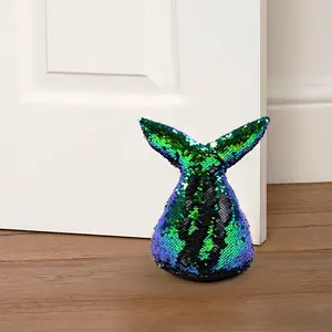 Sequin della sirena coda a forma di doorstop in tessuto decorazione della casa porta tappo