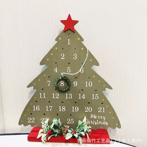 Christmas <b>Tree</b> Wooden Countdown Calendar Desktop Decoration With <b>Star</b> And Wreath Traditional Style Holiday Ornament - Product Image 3