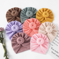 Gorro de Estilo Donut de Color Sólido con Lazo de Algodón y Poliéster, Lindo y Dulce, para Bebés, para las Cuatro Estaciones