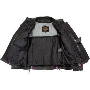 2025 LKL27002 chaqueta de cuero bordada púrpura negra Premium para mujer CE armadura protección motocicleta Auto Racing Wear - Product Image 5