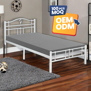 Cadre de lit simple en métal de conception moderne KD-1119 acier peu encombrant pour des étudiants pour l'application de chambre d'auberge de dortoir - Product Image 1