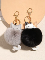 Porte-clés en peluche mignon en forme de chat pour femme, décoration de voiture en peluche, pendentif de sac à dos en forme de chat de dessin animé