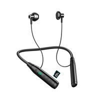 Casque sportif à bande de cou filaire Bluetooth avec carte TF de type C 2025, batterie 500 mAh, affichage numérique LED, Dpn-01 Bt V5.2