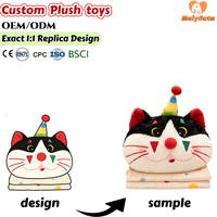 Coussin en peluche chat clown personnalisé, mignon, doux, avec couverture intégrée, jouet en peluche pour canapé et chambre, vente en gros de peluches