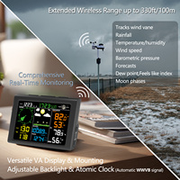 Station météo sans fil 5 en 1 avec anémomètre, thermomètre et données météorologiques 0860