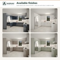 Armoire de cuisine en forme de U sur mesure, portes laquées brillantes contemporaines et tiroirs à fermeture douce, structure en contreplaqué