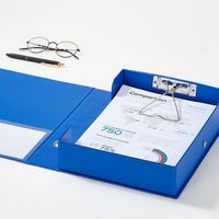 Caja de Documentos Económica COMIX A4, Material de PVC Duradero de 0.8 mm, Ancho Trasero de 55 mm, Caja de Archivo Negra y Azul, Caja de Documentos para Oficina