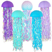 Lanternes en papier en forme de méduse sirène suspendues de 10 pouces, 7 couleurs, pour cadeaux de baby shower, décoration de fête d'anniversaire
