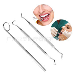 Ensemble dentaire en acier inoxydable 3 pièces Outils de thérapie buccale Miroir buccal Sonde Pince pour les soins des patients - Product Image 3