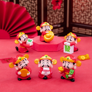 Mini figurine dorée porte-bonheur de style chinois pour cadeaux ou décoration de la maison du Nouvel An chinois, statue amusante du Dieu de la Richesse en plastique - Product Image 3