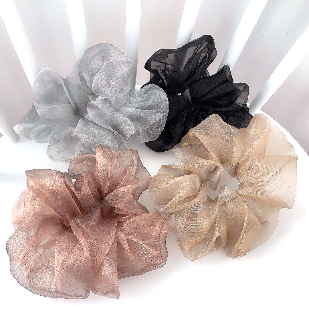 Лето 2021, блестящие эластичные резинки для волос из органзы, Заводские высококачественные Волшебные крупные резинки из органзы