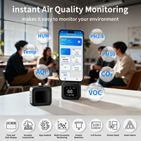 Vente en gros de détecteur 6 en 1 PM2.5 PM10 CO CO2 HCHO TVOC, moniteur de qualité de l'air intérieur portable, en stock