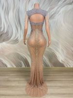 Robe longue de soirée sexy avec strass, perles et franges pour anniversaire, mariage, remise de diplôme, bal de promo, banquet, robe moulante pour femme, robe de soirée