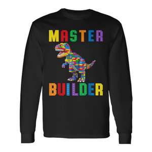 Camiseta de manga larga con diseño de bloques de construcción de dinosaurios Master Builder T-Rex - Product Image 1