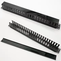Gestionnaire de câbles haute capacité 1U 19 pouces 24 emplacements-Organisateur de fils horizontal noir pour armoires de serveurs et panneaux de brassage