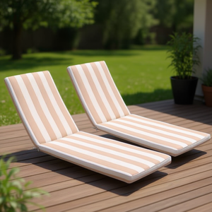 Juego de Cojines para Silla de Jardín Sunbrella, 2 Piezas, Beige con Rayas Blancas, Resistentes al Agua, Extraíbles y Lavables, para Muebles de Patio - Product Image 2