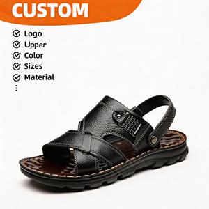 <span class=keywords><strong>Sandali</strong></span> OEM da <span class=keywords><strong>uomo</strong></span> <span class=keywords><strong>in</strong></span> <span class=keywords><strong>vera</strong></span> <span class=keywords><strong>pelle</strong></span>, di buona qualità, con tomaia <span class=keywords><strong>in</strong></span> morbida <span class=keywords><strong>pelle</strong></span> bovina, due modi di indossare, traspiranti, comodi, scarpe casual da esterno. - Product Image 1