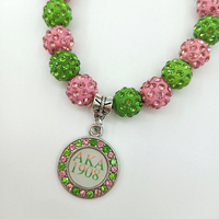 Bracelets Dazgirl - Bracelet « J'aime la sororité » - Bijoux rose et vert - Pendentif feuille grecque - Bracelet - Cadeau de remise de diplôme pour les sœurs