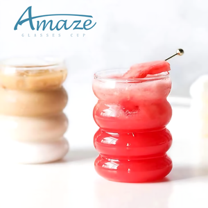 Premium bottiglie di vetro ad alta borosilicato <span class=keywords><strong>e</strong></span> tazze da caffè effetto increspatura vetreria per caffè freddo tazza di succo <span class=keywords><strong>e</strong></span> <span class=keywords><strong>acqua</strong></span> di <span class=keywords><strong>limone</strong></span> - Product Image 6