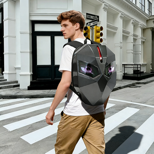 Knight Motorcycle Led Backpack 3D Smart Display <b>Bags</b> with Led Eyes Hard Shell Devil Eye Light Led Display Motorbike Helmet <b>Bag</b> - Product Image 6